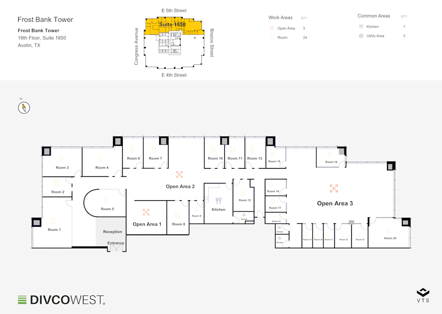 Floor plan of Partial 18th Floor, Suite 1850, Frost Tower