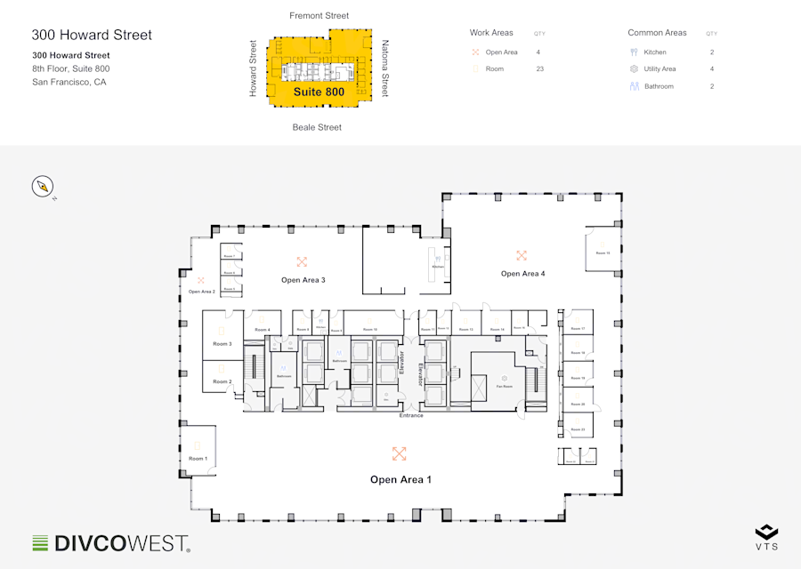 Floor plan of Entire 8th Floor, Suite 800, 300 Howard Street