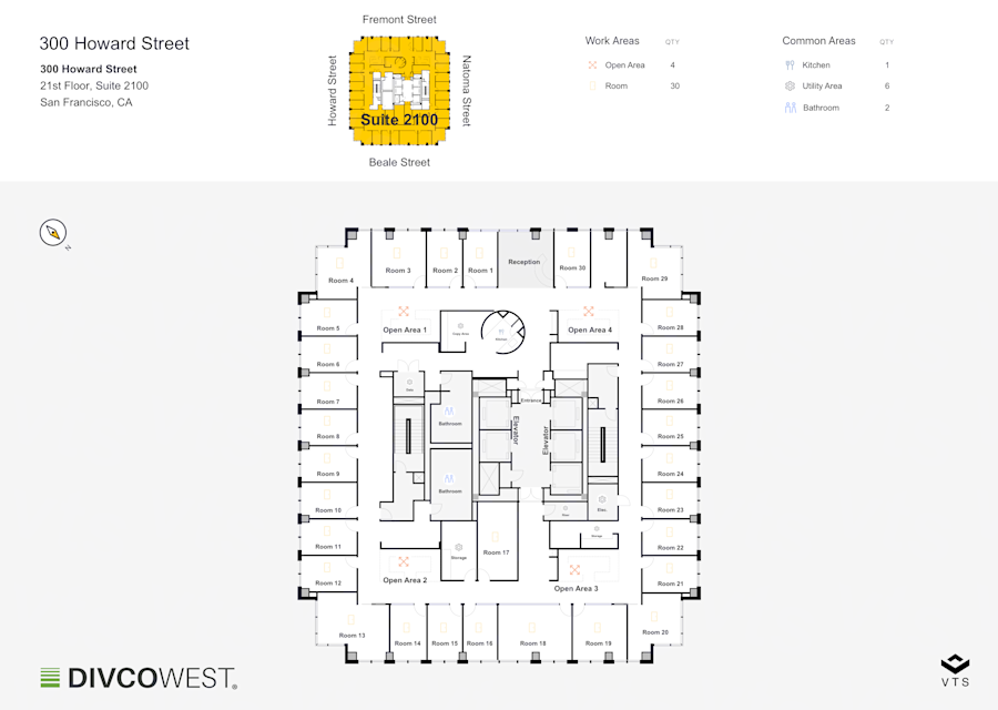 Floor plan of Entire 21st Floor, Suite 2100, 300 Howard Street