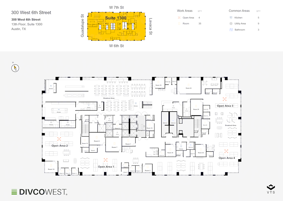 Floor plan of Entire 13th Floor, Suite 1300, 300 West Sixth