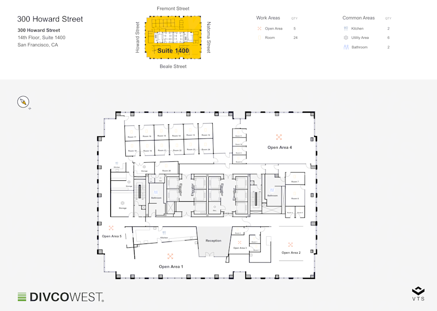 Floor plan of Entire 14th Floor, Suite 1400, 300 Howard Street