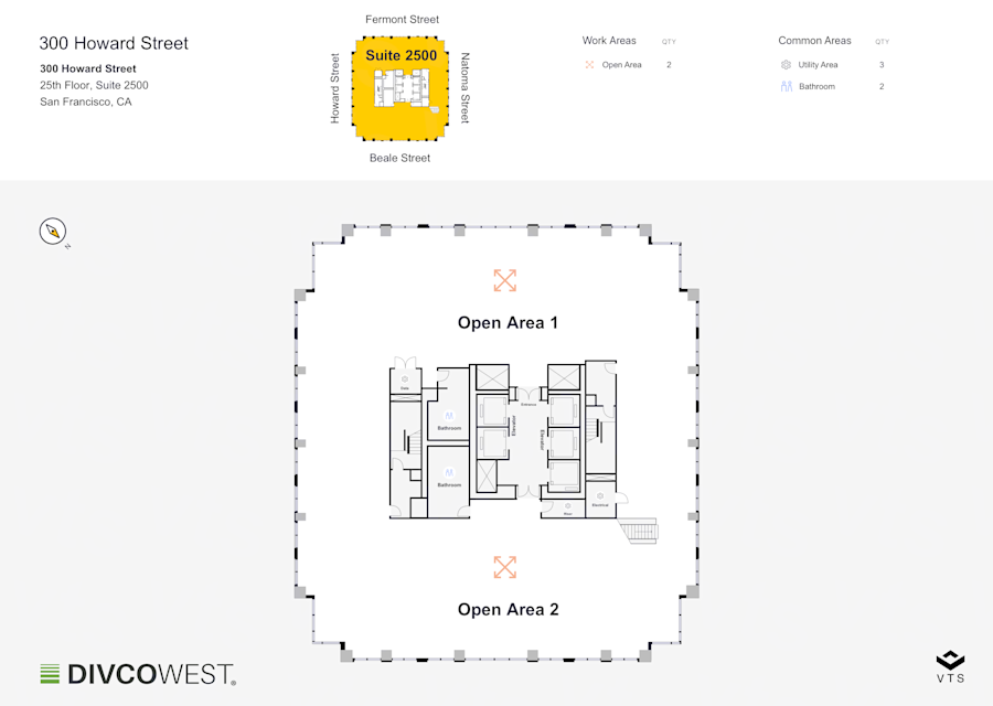 Floor plan of Entire 25th Floor, Suite 2500, 300 Howard Street