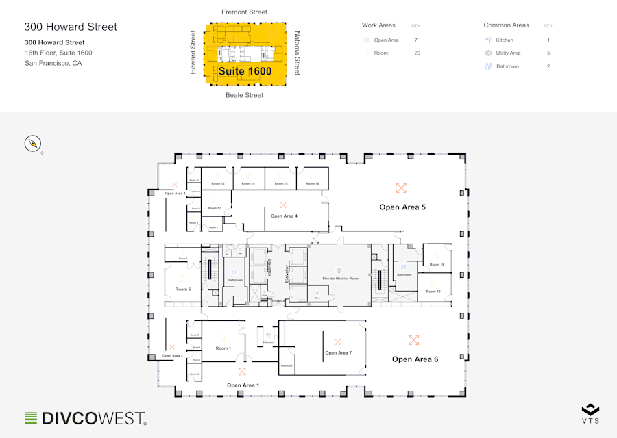 Floor plan of Entire 16th Floor, Suite 1600, 300 Howard Street