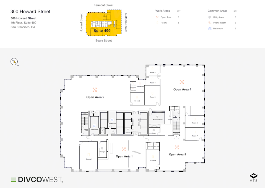 Floor plan of Entire 4th Floor, Suite 400, 300 Howard Street