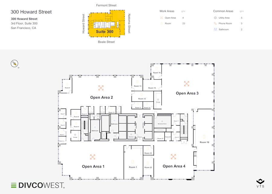 Floor plan of Entire 3rd Floor, Suite 300, 300 Howard Street