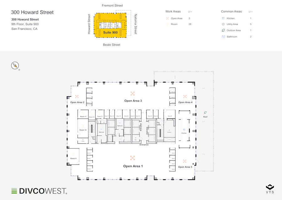 Floor plan of Entire 9th Floor, Suite 900, 300 Howard Street