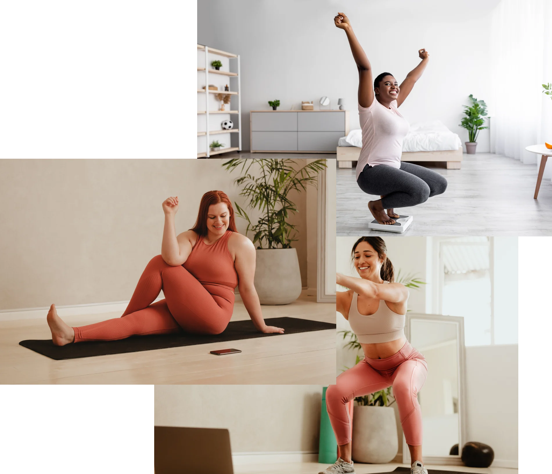 Images of people working out and stretching