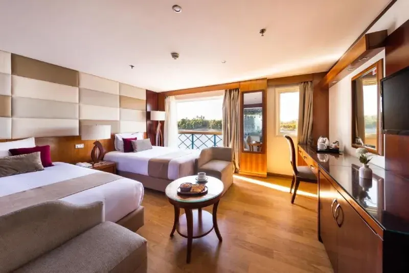 Esmeralda French Balcony 2026 — Every Cabin | Floor-to-Ceiling Glass | Nile View | $949