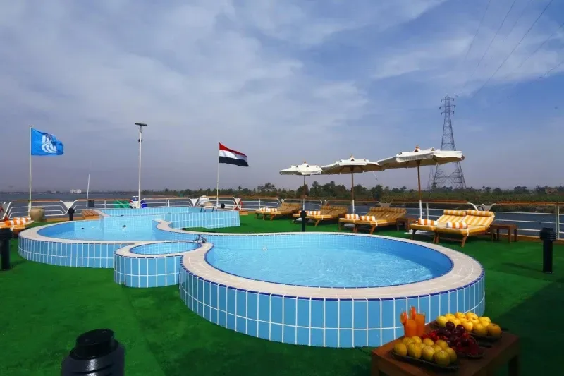 Nile Goddess Pool Deck 2026 — 57 Cabins & Suites | Private Balcony Every Category | Mon/Fri