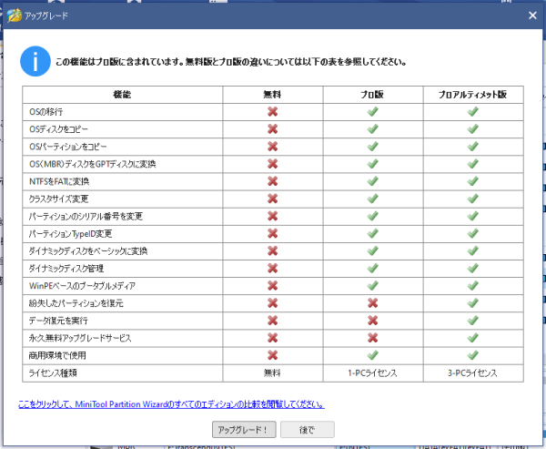 アップグレードのおすすめ