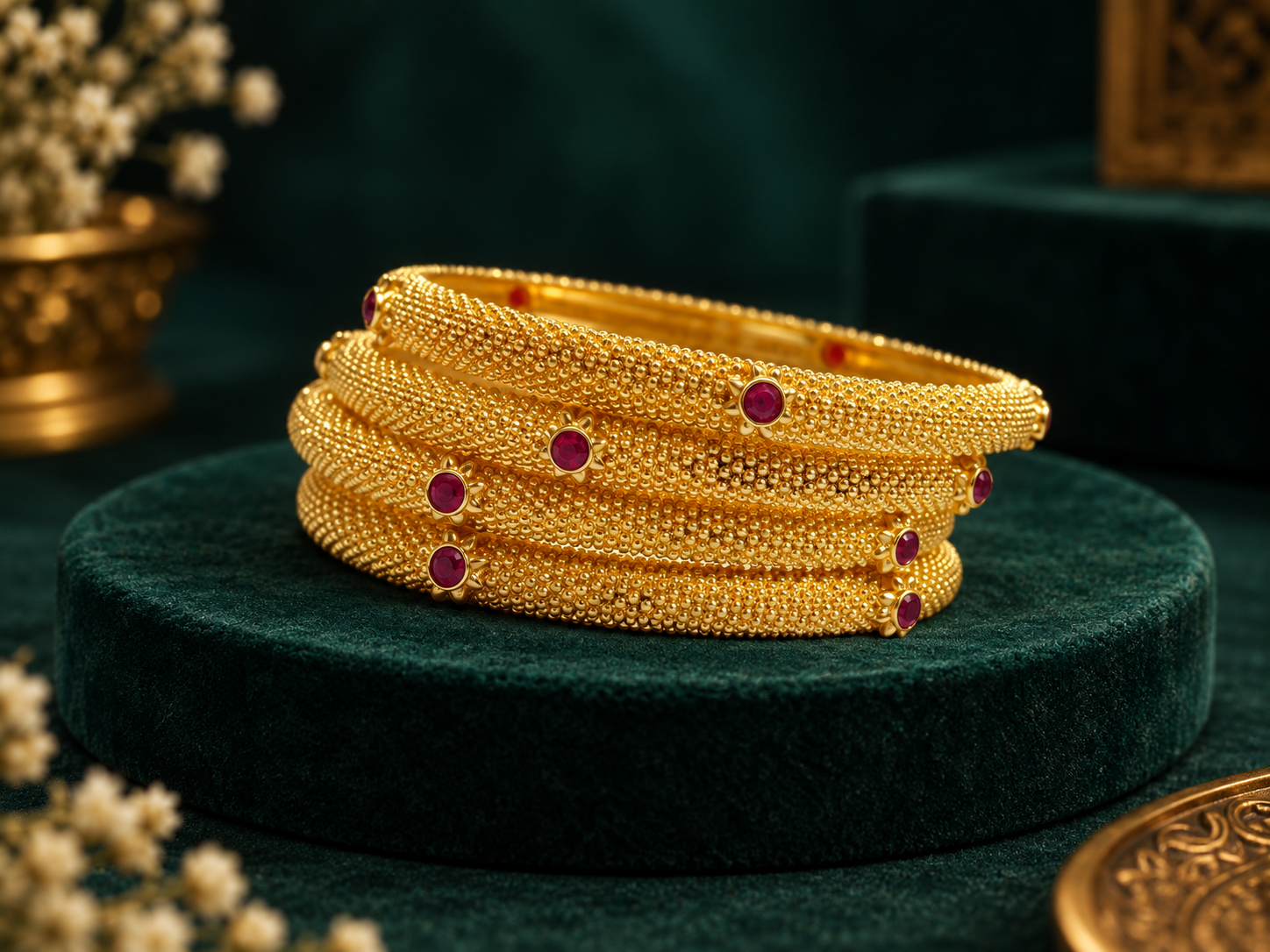 Ruby Bead Bangles