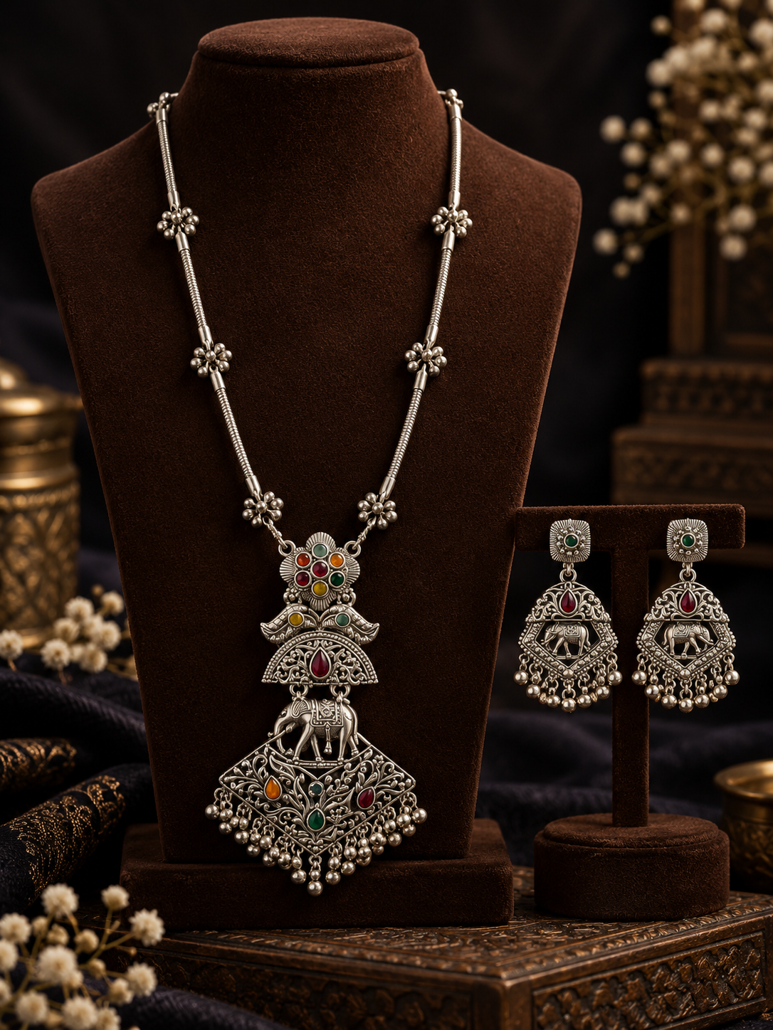 Oxidised Silver Tribal Jewellery Set