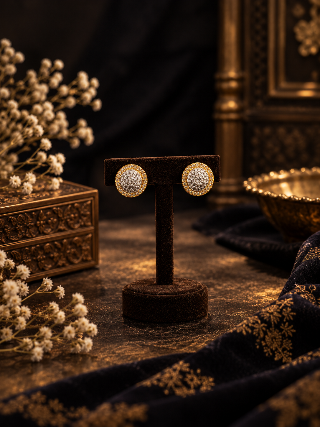Gold Halo Studs