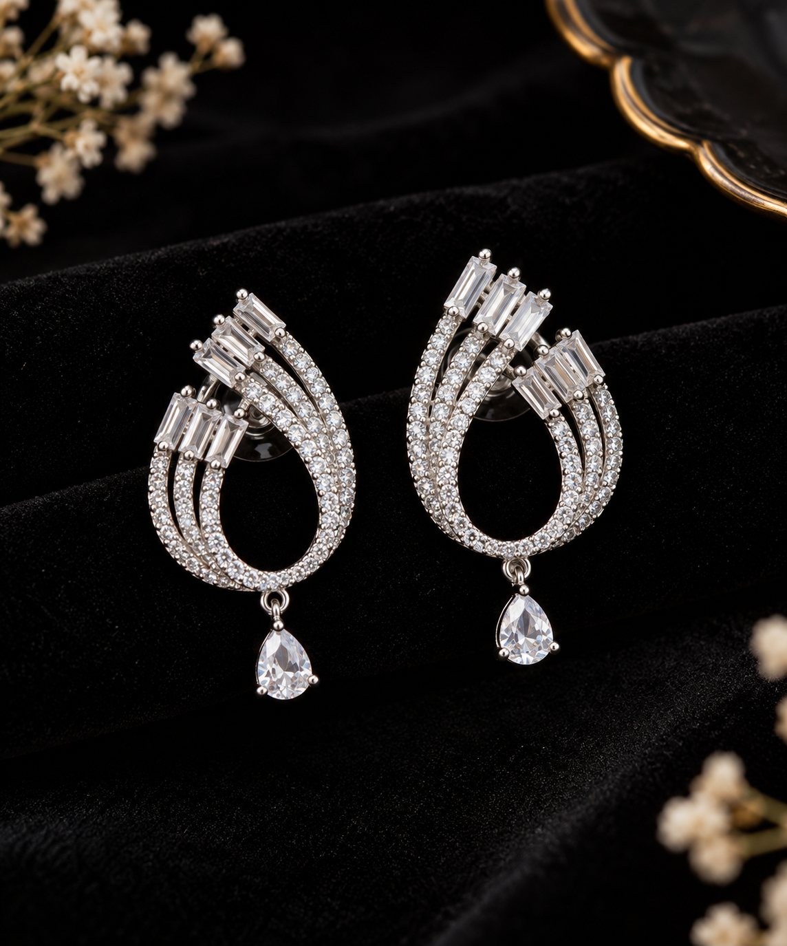 Teardrop Halo Earrings