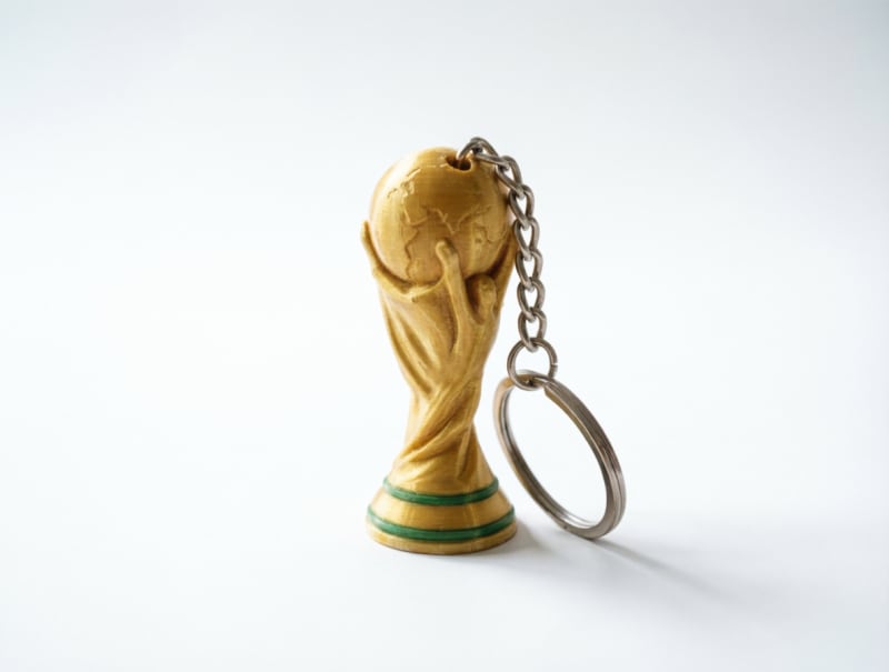 worldcup Keychain with Integrated Loop Design