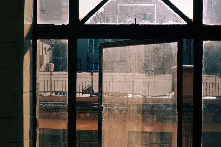 A view of the neighbouring buildilngs outside a window in he Nicholas Building