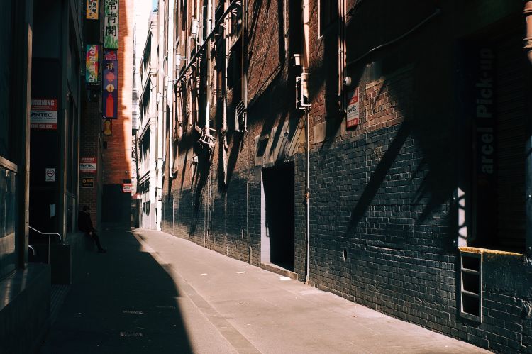 A sunlit alleyway in Little Bourke Street in Chinatown