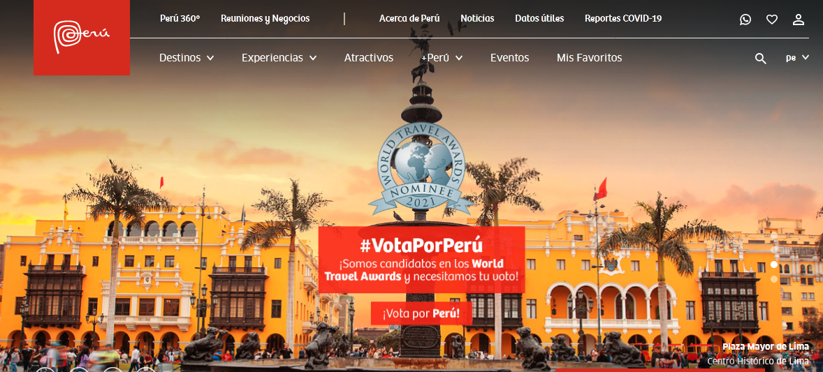 Peru.travel nominada a mejor web de turismo por World Travel Tech Awards