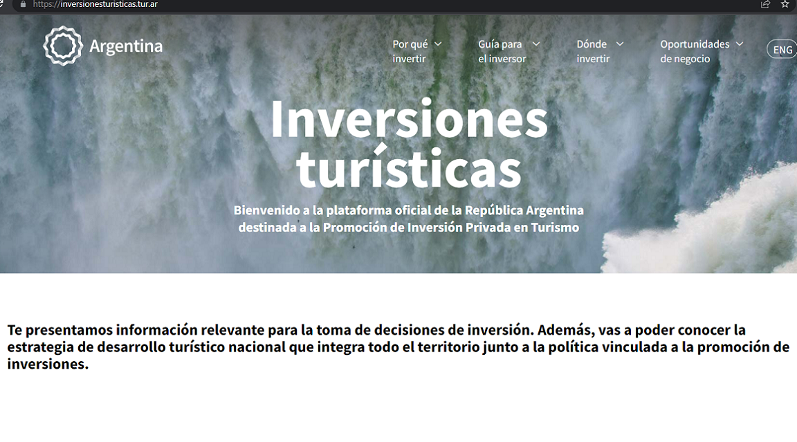 Argentina lanza una web sobre inversiones turísticas