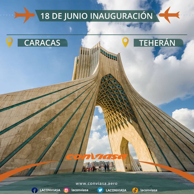 Conviasa anuncia vuelos comerciales entre Venezuela e Irán