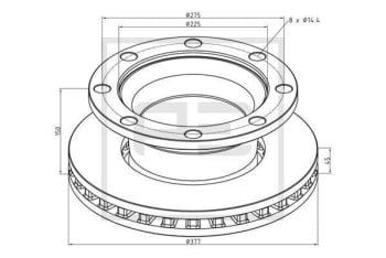 Bremseskive 19,5 8-bolt