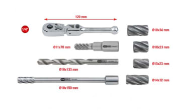 ABS rivalsett 1/4" 8 deler