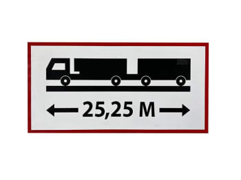 Skilt 25,25m lang lastebil
