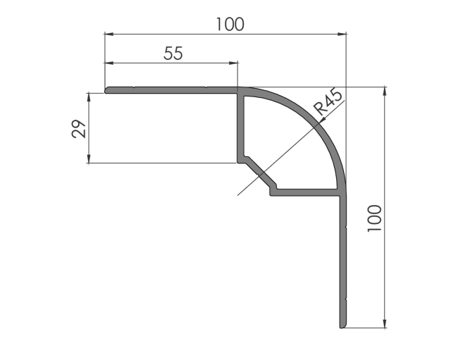 Endeprofil sidehinder 0,5m