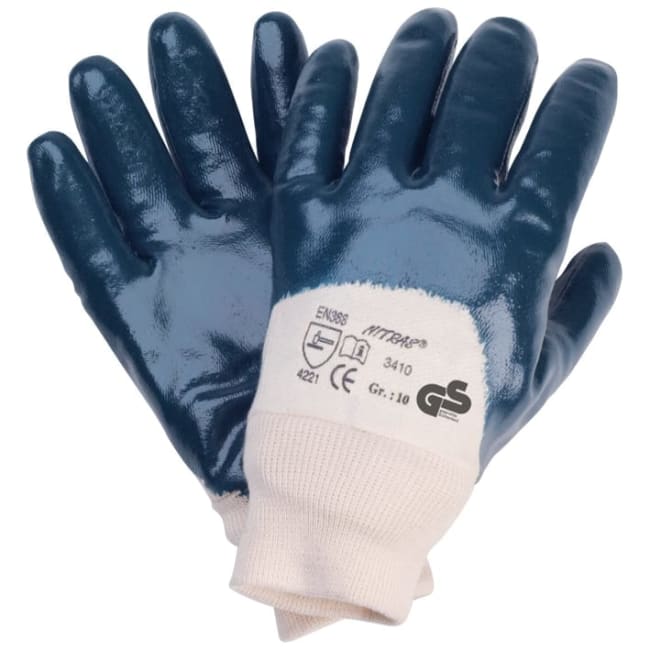 Arbeidshanske m/ribbekant nitril str.10