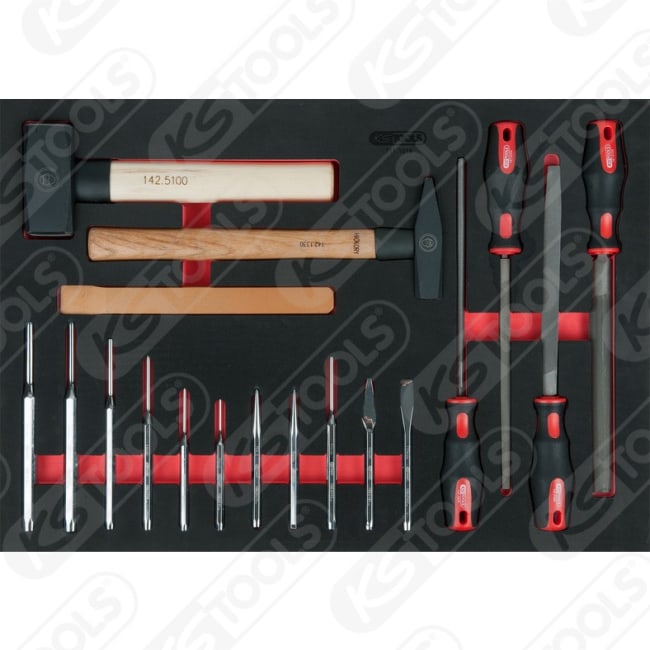 Fil- meisel- og hammer sett 18 deler