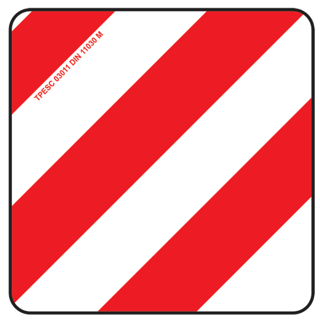 Selvklebende bred last skilt rød/hvit