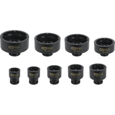 PIPESETT KRONEMUTTER 9 DELER KS-TOOLS