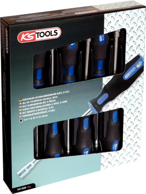 SKRUTREKKERSETT PIPE ERGO+ 8-13MM 8 DELER KS-TOOLS