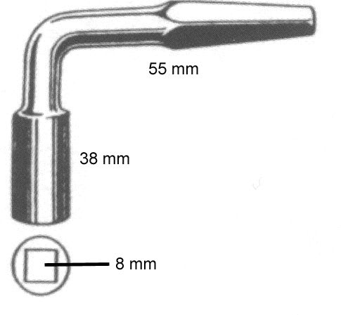 Firkantnøkkel 90° Innvendig/Utvendig