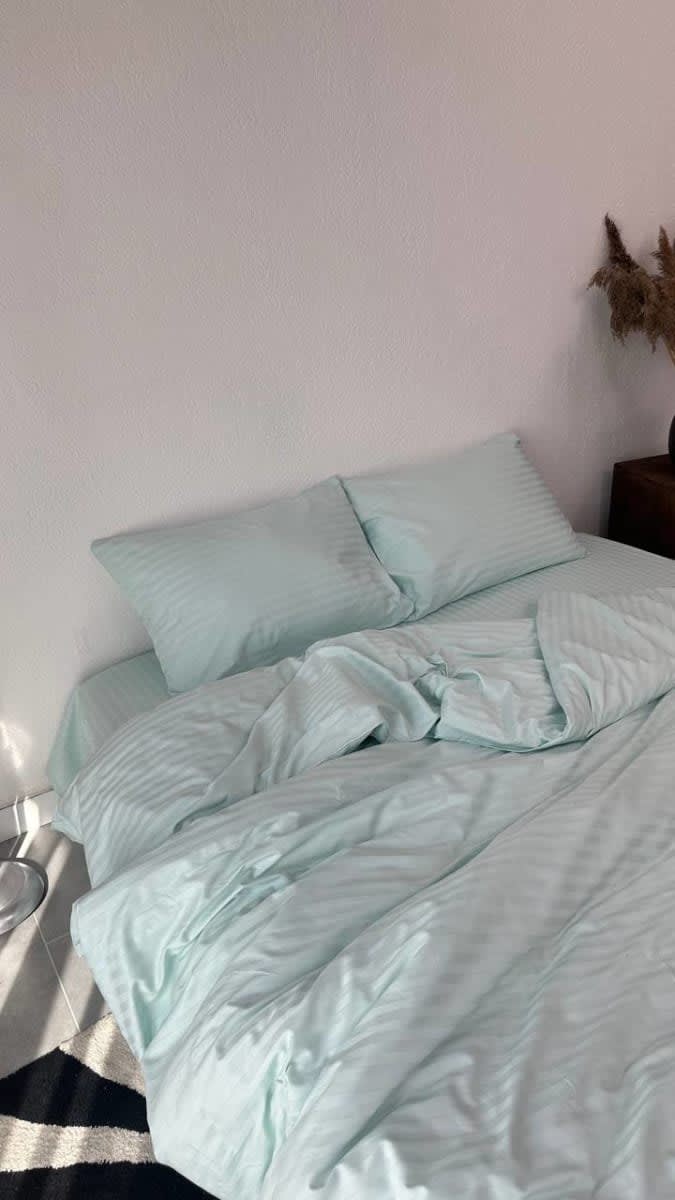 Страйп сатин — Мʼята, комплект постільної білизни