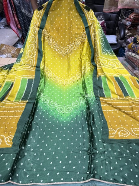 Lehriya Dual Shade Gajji Silk