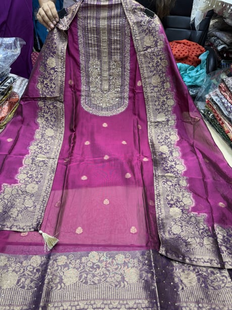 Kanjivaram Silk with banarsi weaving and dabk work