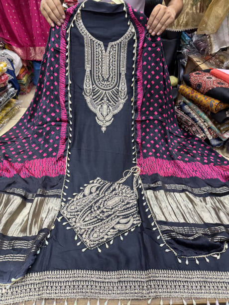 Rajwada Silk with Gajji Silk Dupatta and Potli Bag