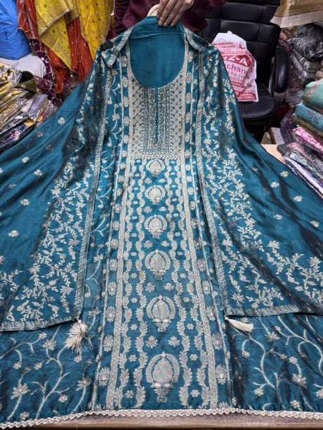 Kanjivaram Silk with Banarsi Weaving and Embroidery 