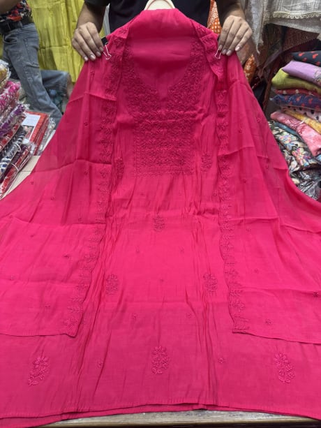 Mul Chander Cotton tone on tone embroidery 