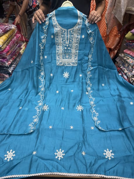 Mul Chanderi Cotton with threadwork