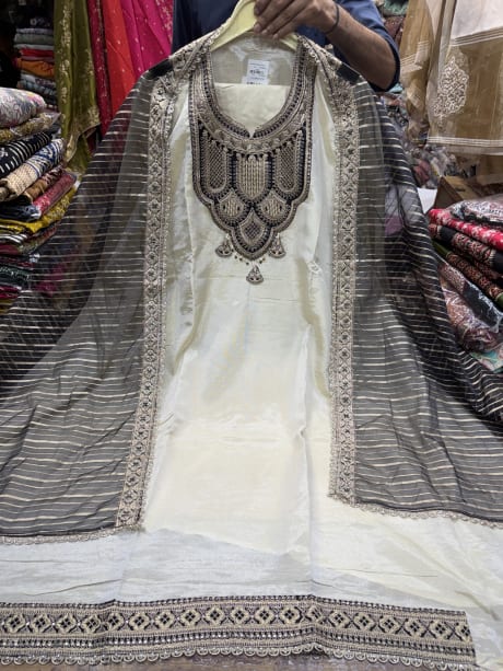 Shimmer Silk Rajwada Style neck