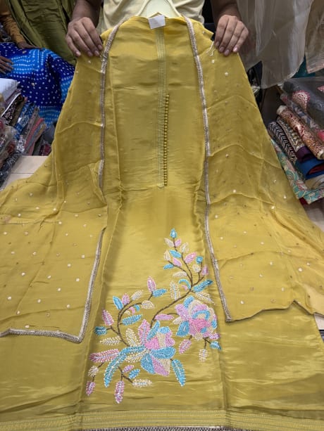Yellow special Shimmer Silk with Embroidery 