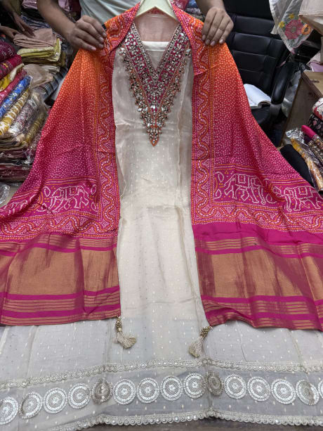 Shimmer Silk with Bandhani Dupatta