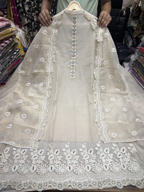 Shimmer Silk with Lakhnawi embroidery 