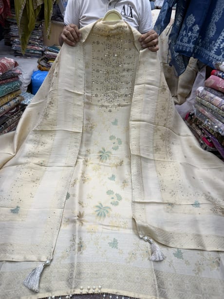 Giraffe Silk with handwork (self on back side also)