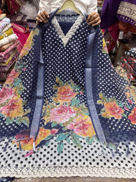 Linen Cotton Polka Dot and Digital 