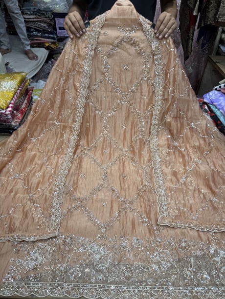 Crush Tissue Silk with beads work
