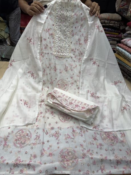 Ivory cotton with bottom work 