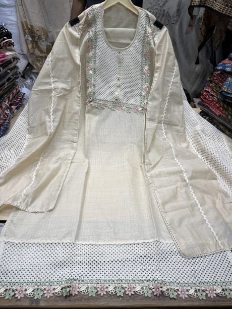 Khadi Cotton with Pakistani lace work